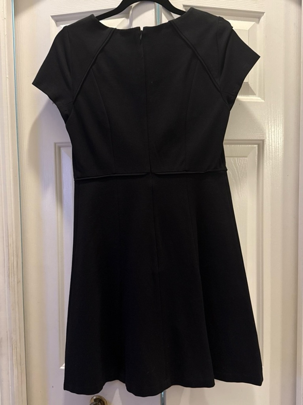 J. Crew Black Cap-Sleeve Fit-and-Flare Dress